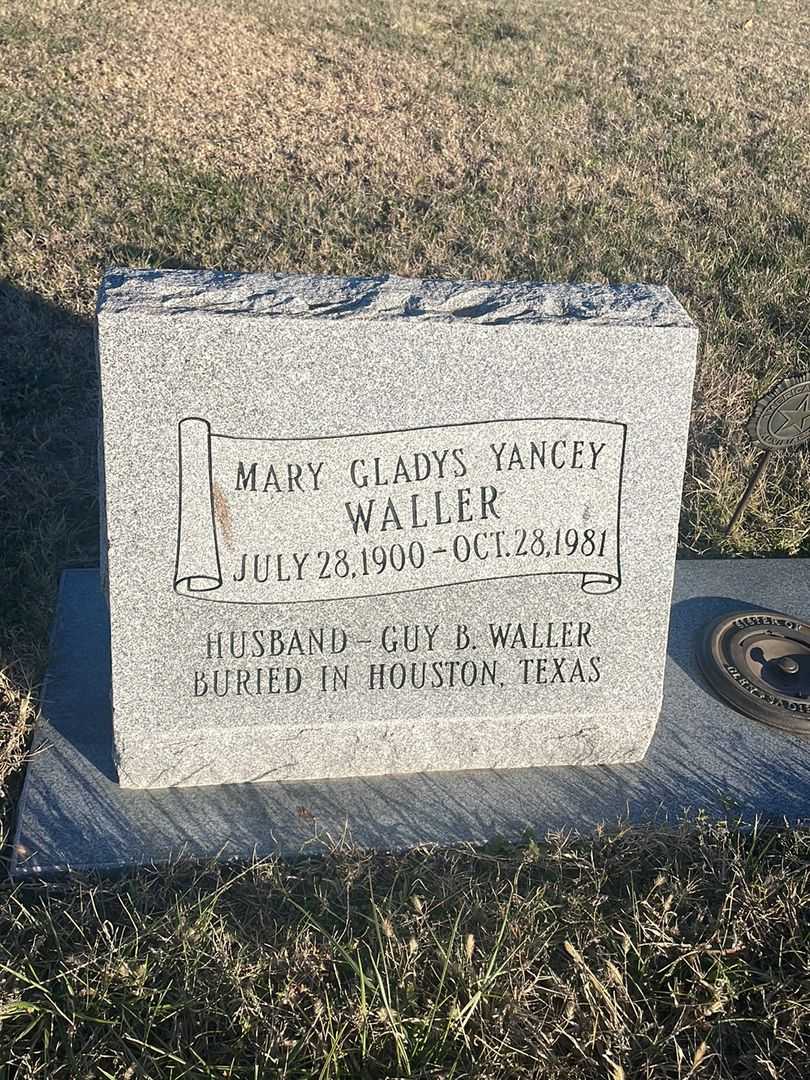 Mary Gladys Yancey Waller's grave. Photo 1