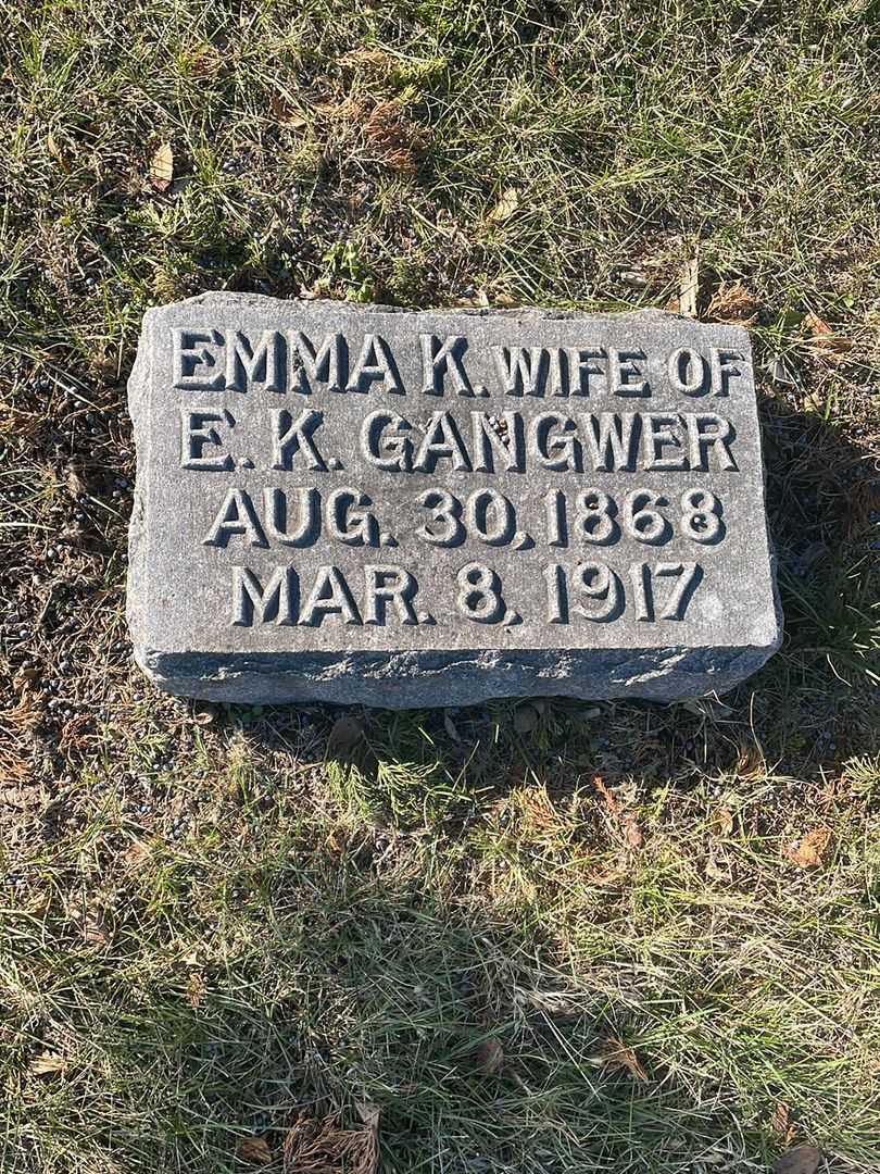 Emma K. Gangwer's grave. Photo 3